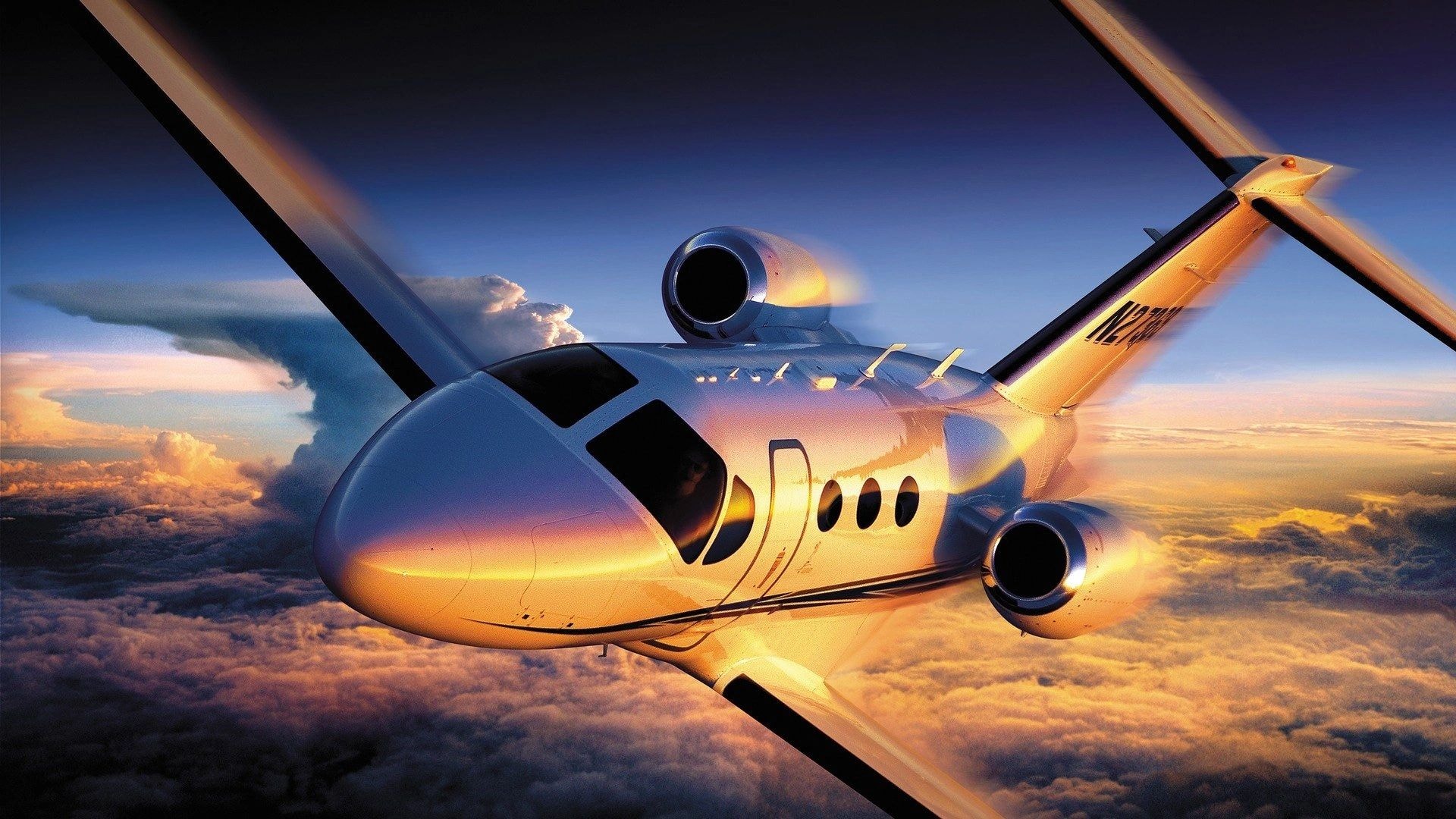 Private jet in flight